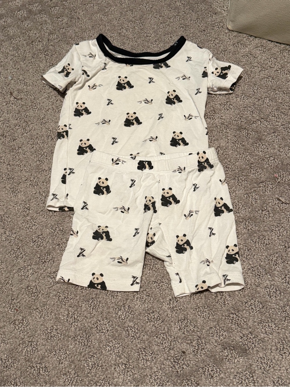 Kyte BABY Short Sleeve Panda Pajama Set - White/Black